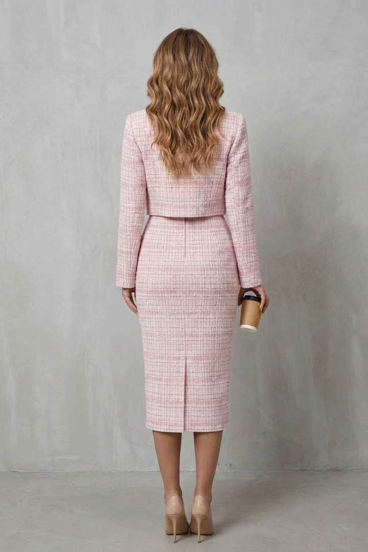 Women's Plaid Midi Dress and Cropped Blazer Co-ord Set - Damielle