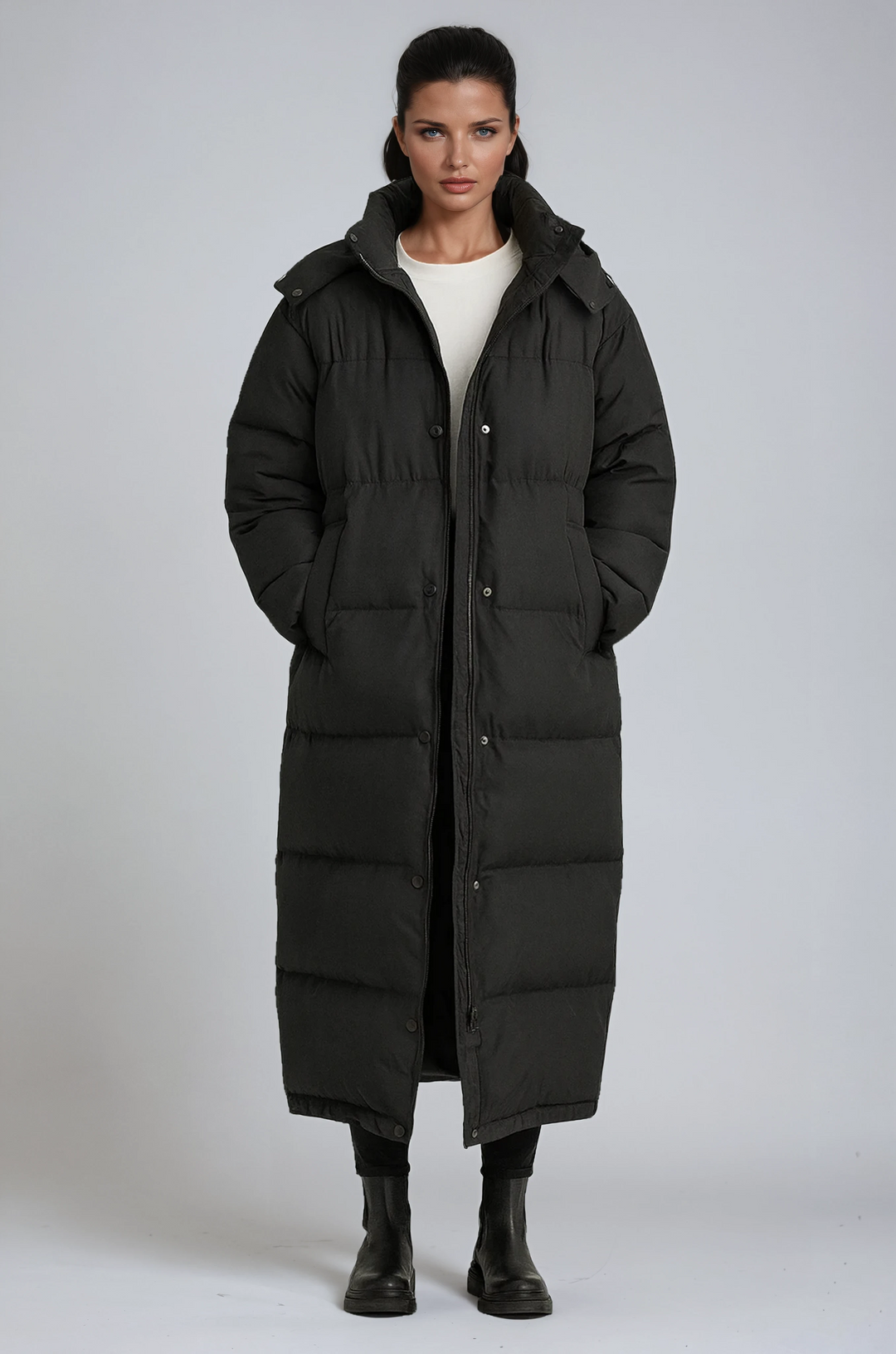 Livia | Long Quilted Jacket with High Collar