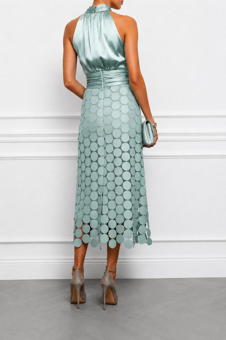 Women's Halter Neck Lace Midi Dress – Nora