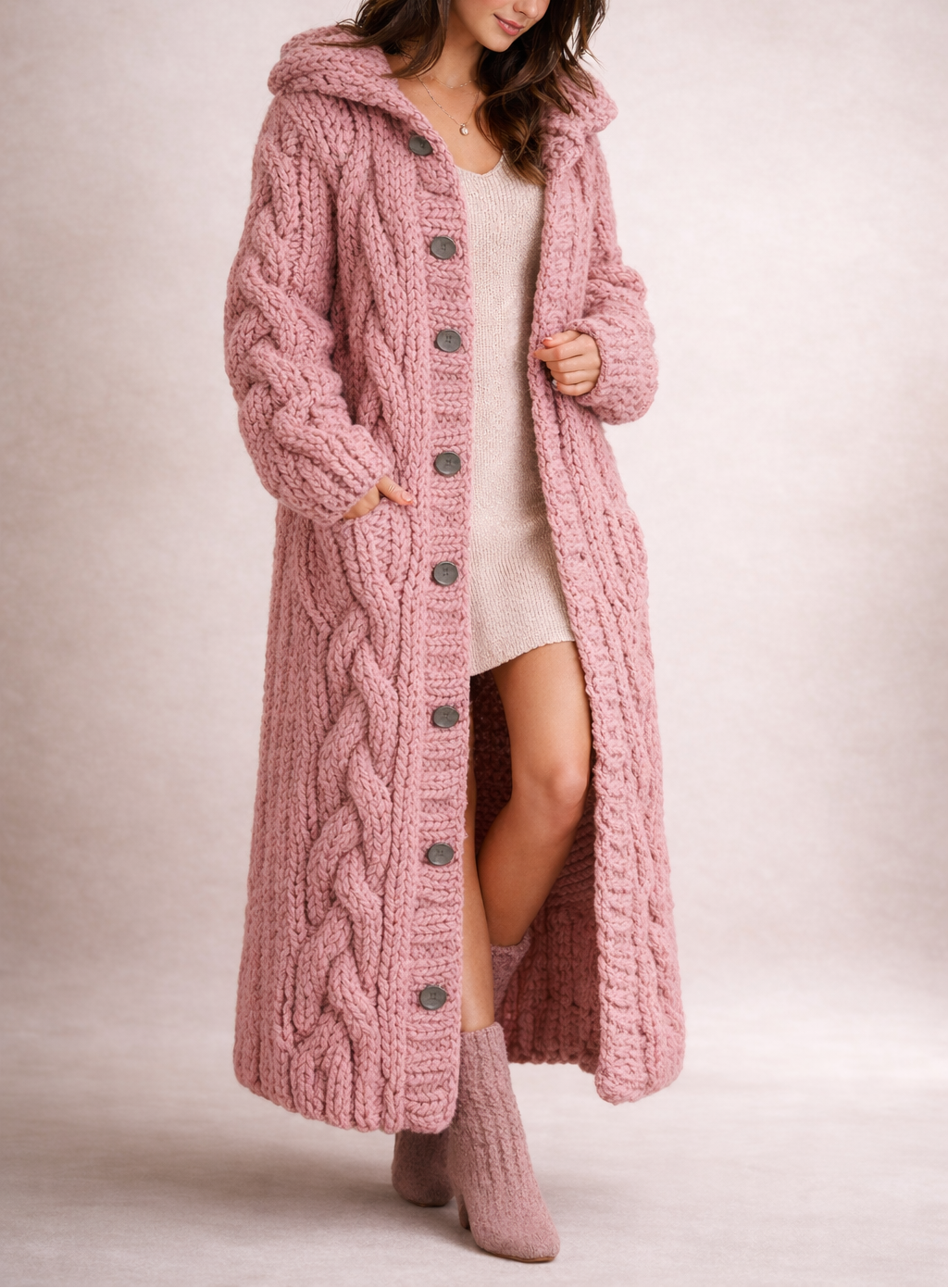Karin - Elegant Cozy Coat with Tummy Coverage