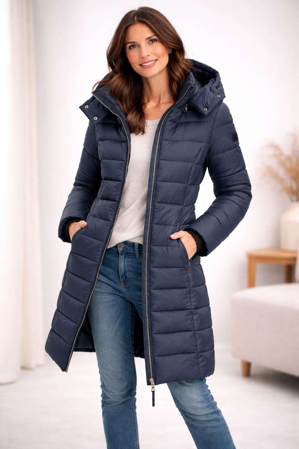 Elisa - Comfortable Hooded And Zippered Down Jacket