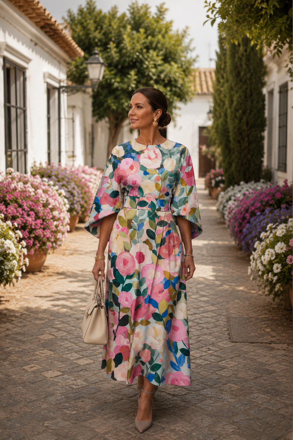 Celeste -  Elegant Floral Midi Dress
