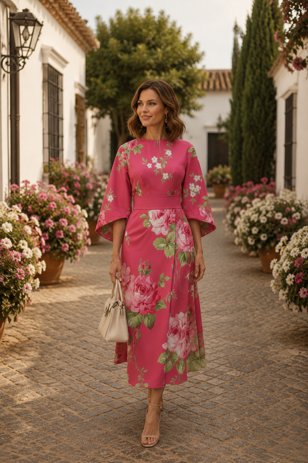 Celeste -  Elegant Floral Midi Dress