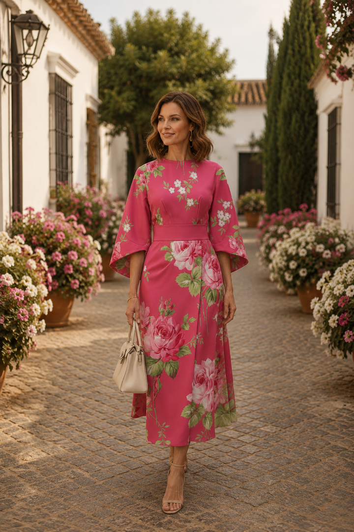 Celeste -  Elegant Floral Midi Dress