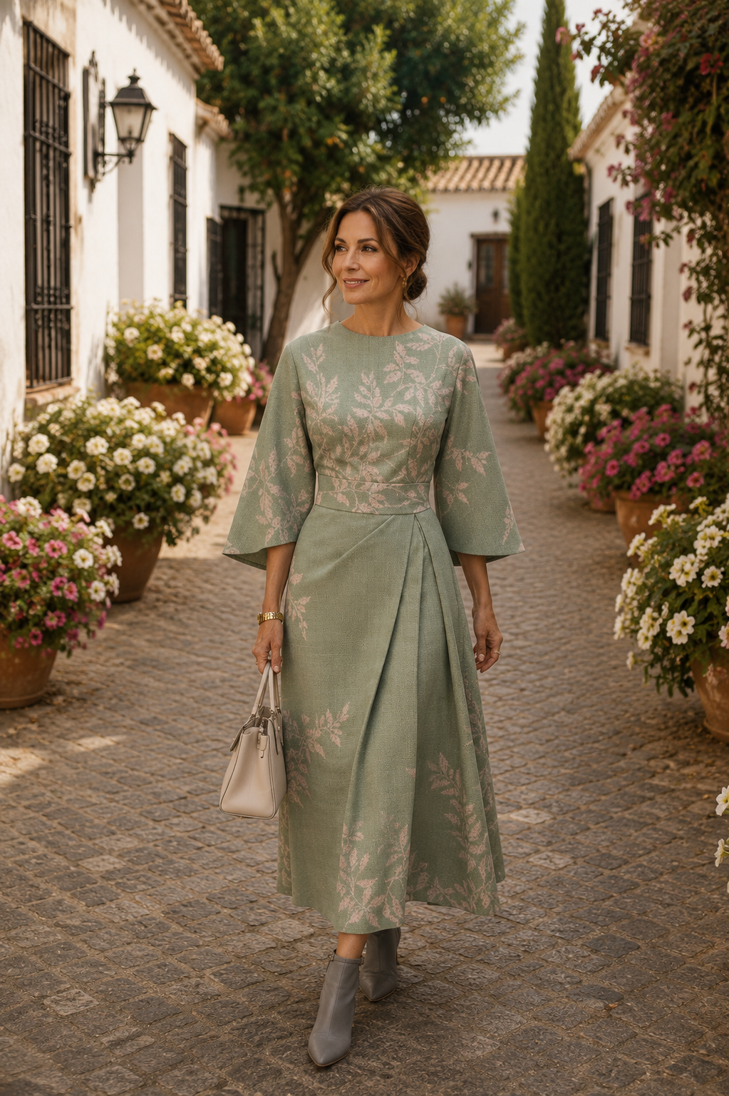 Celeste -  Elegant Floral Midi Dress