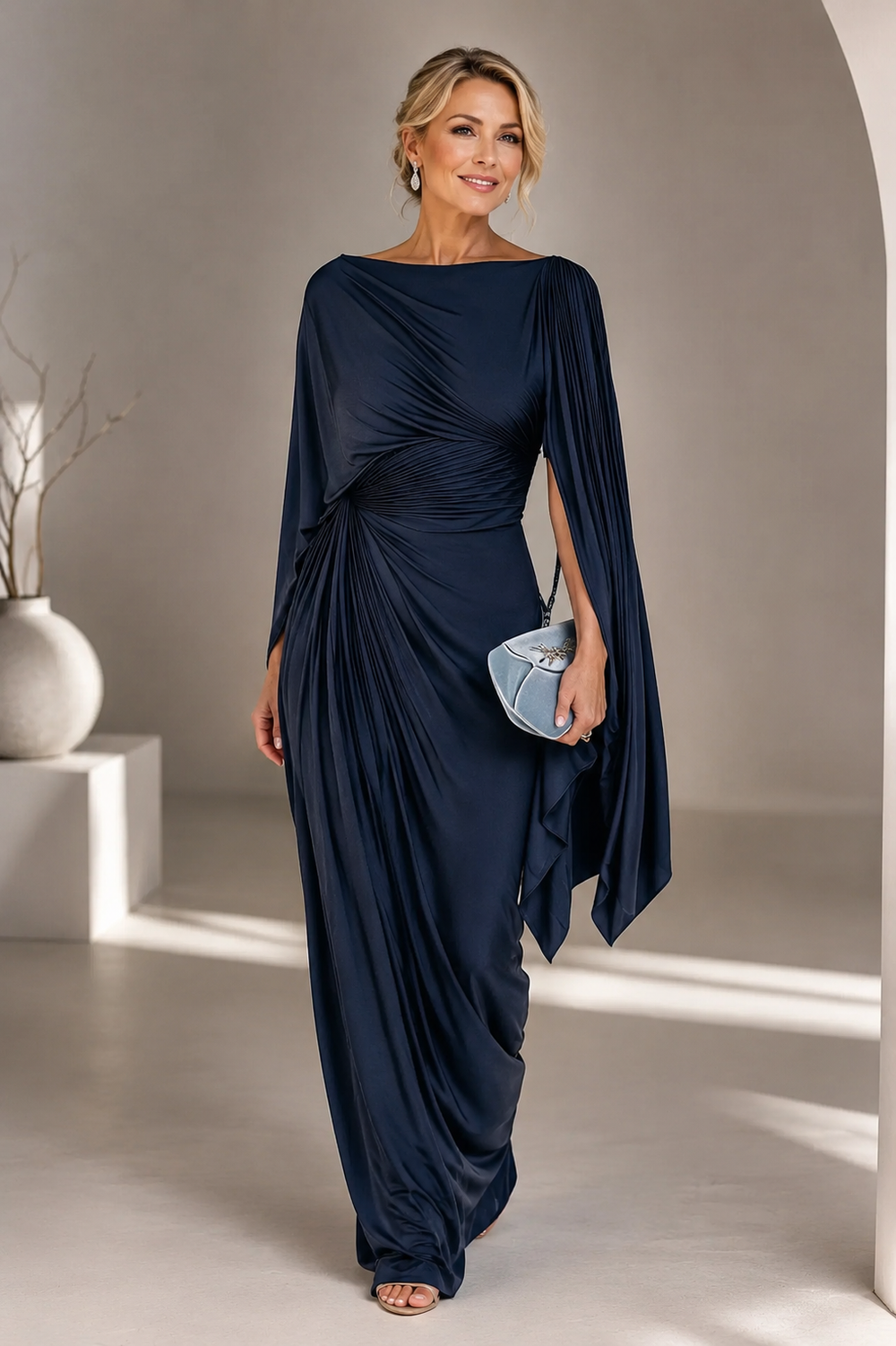 Lyssa – Pleated Drape Maxi Dress