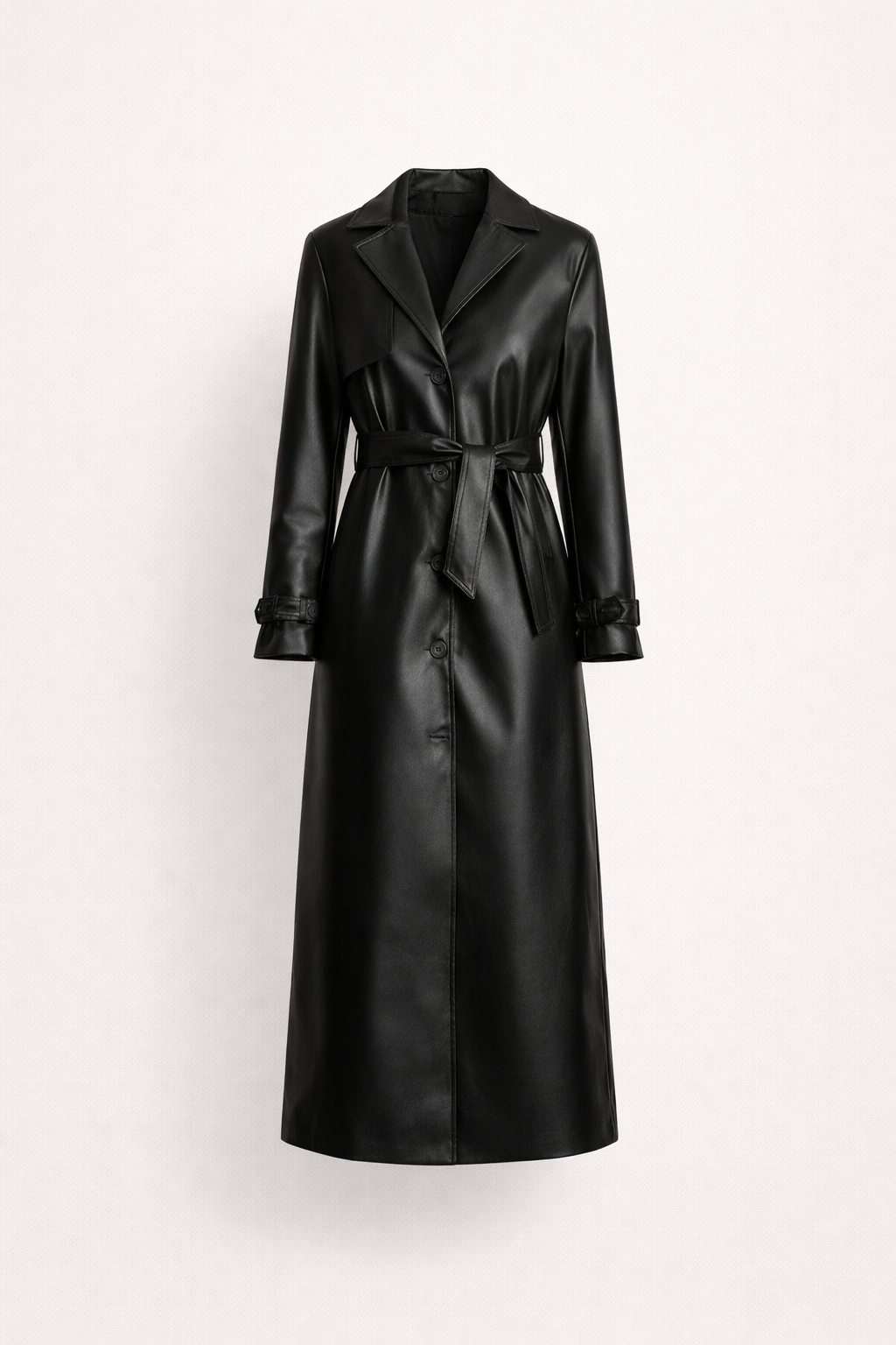 Kettlewell women's leather-look trench coat in Black – front view