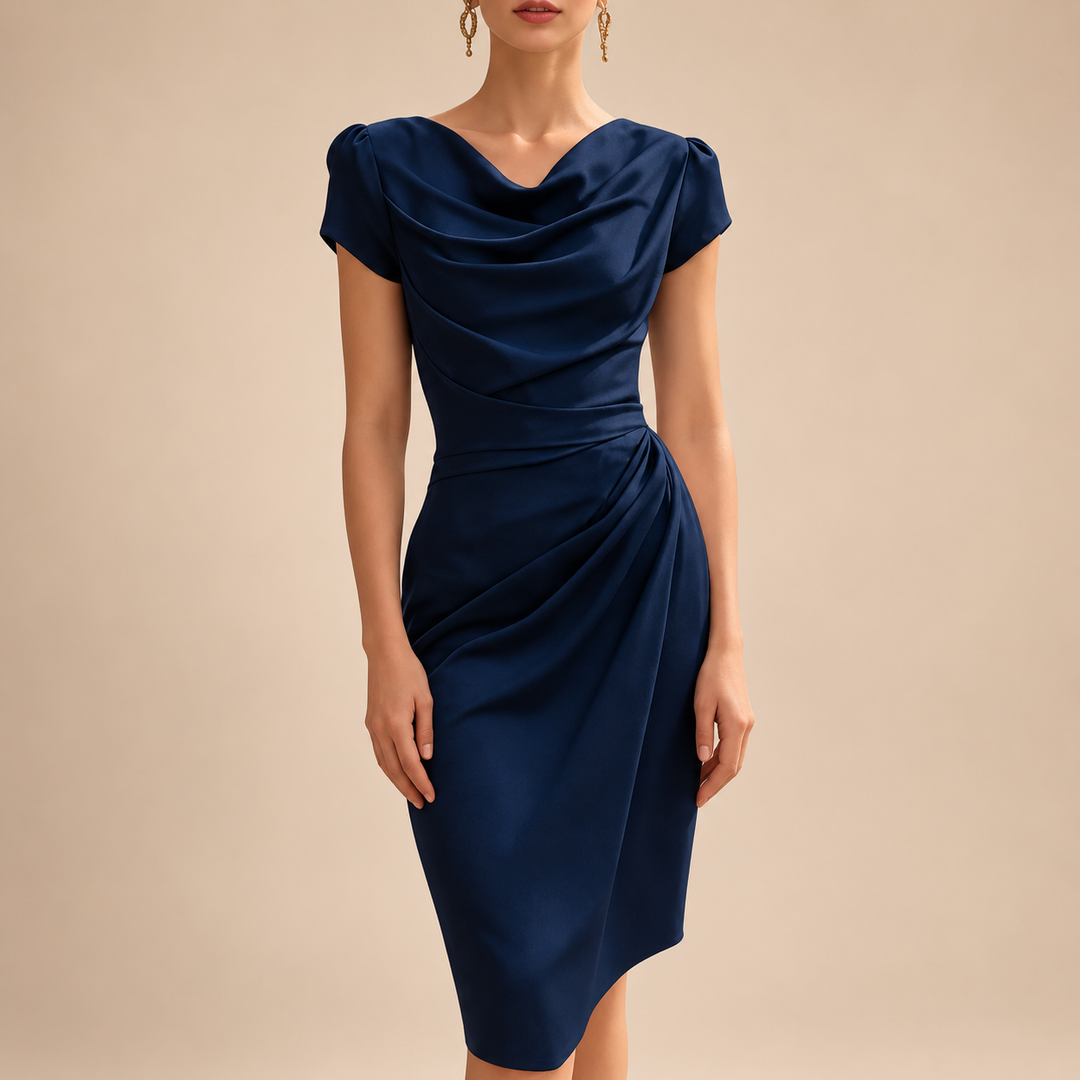 Women's Cowl Neck Draped Midi Dress – Amara