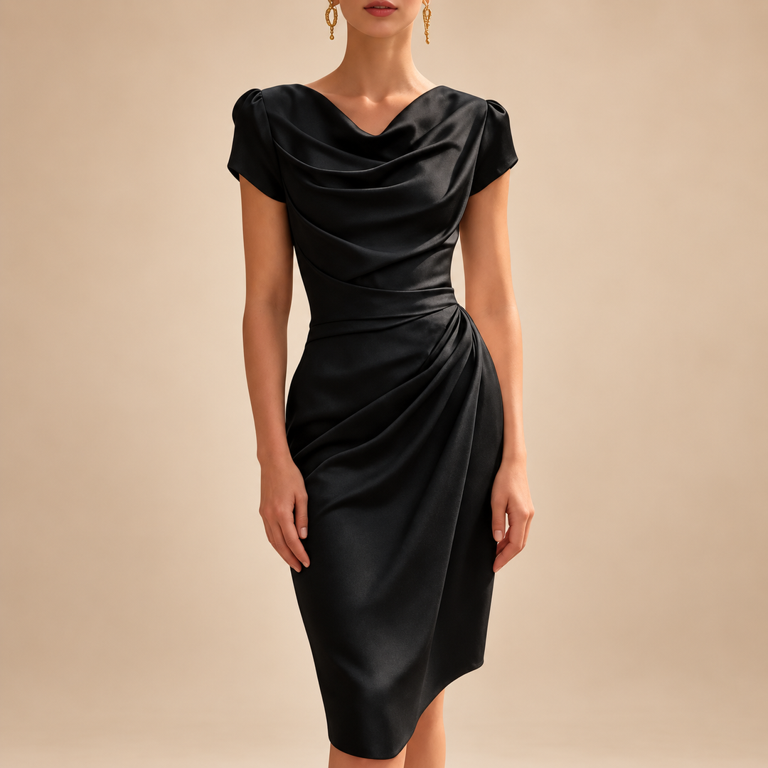 Women's Cowl Neck Draped Midi Dress – Amara