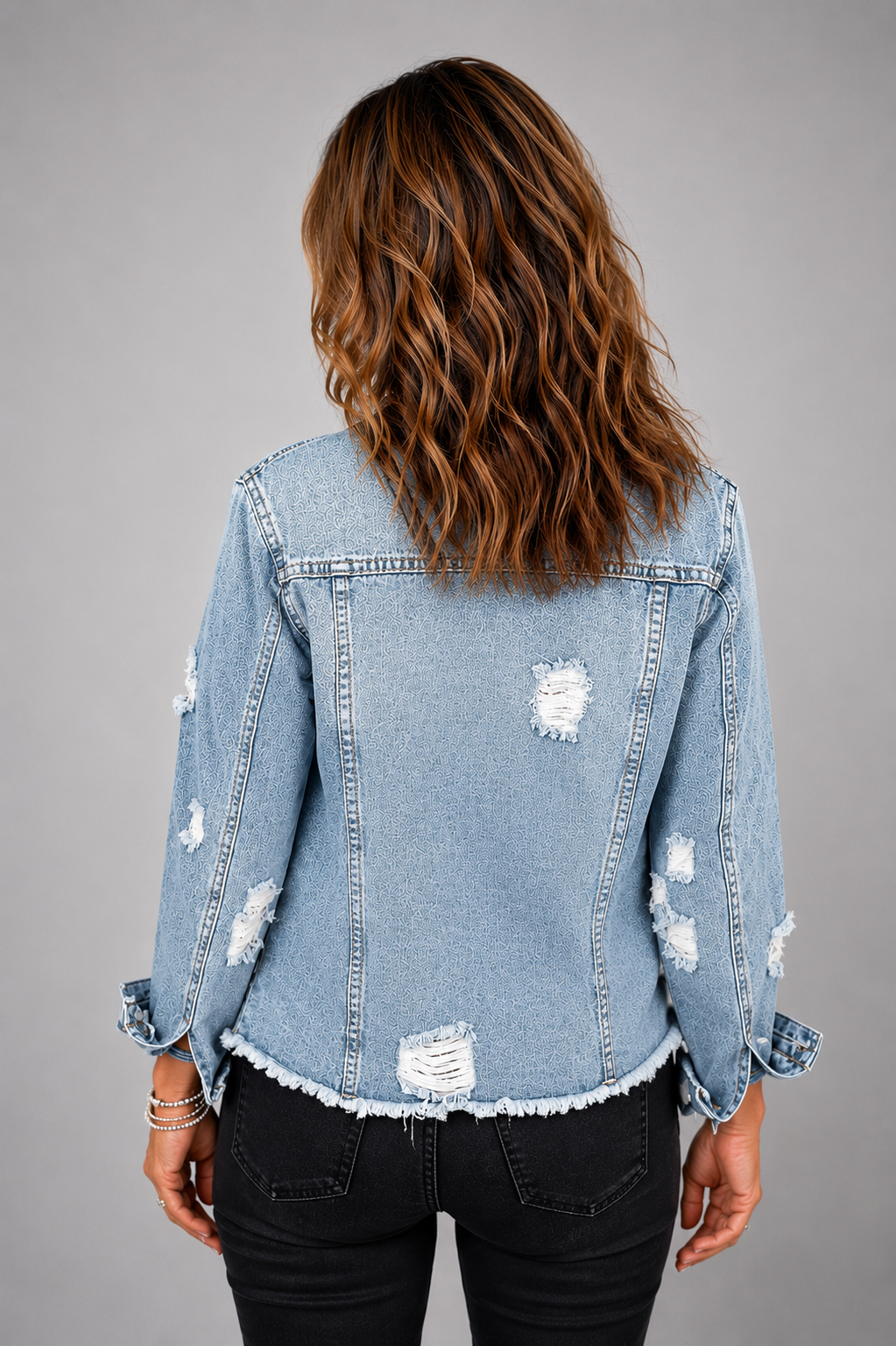 Miley - Distressed Denim Jacket