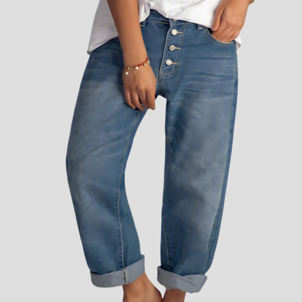 Women's High-Waisted Wide-Leg Jeans with Button Fly