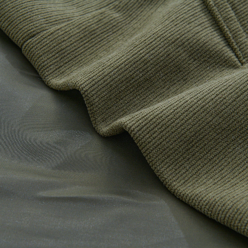 Men's corduroy coat Dorrington in Green – fabric and lining detail
