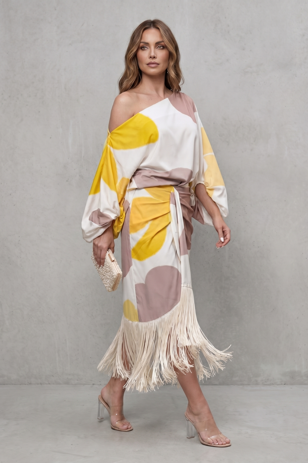 Women's Abstract Print Fringed Two-Piece Co-ord Set - Amarielle