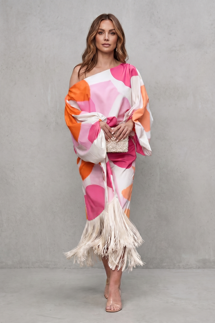Women's Abstract Print Fringed Two-Piece Co-ord Set - Amarielle