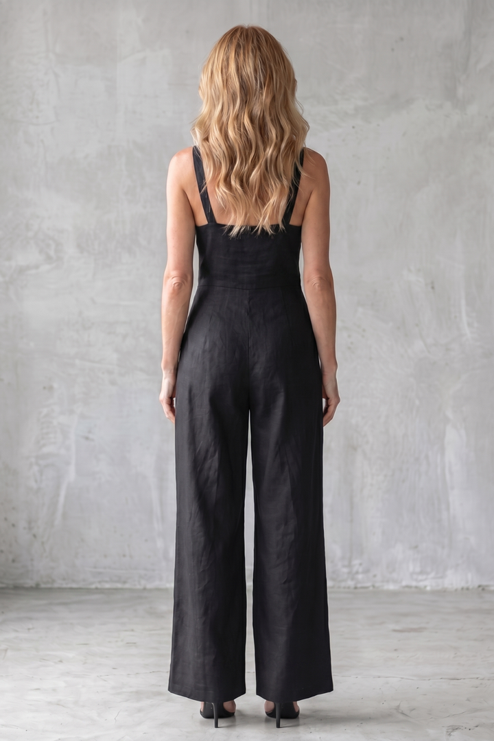 Women's Sleeveless Wide Leg Jumpsuit with Front Zip - Marcelline