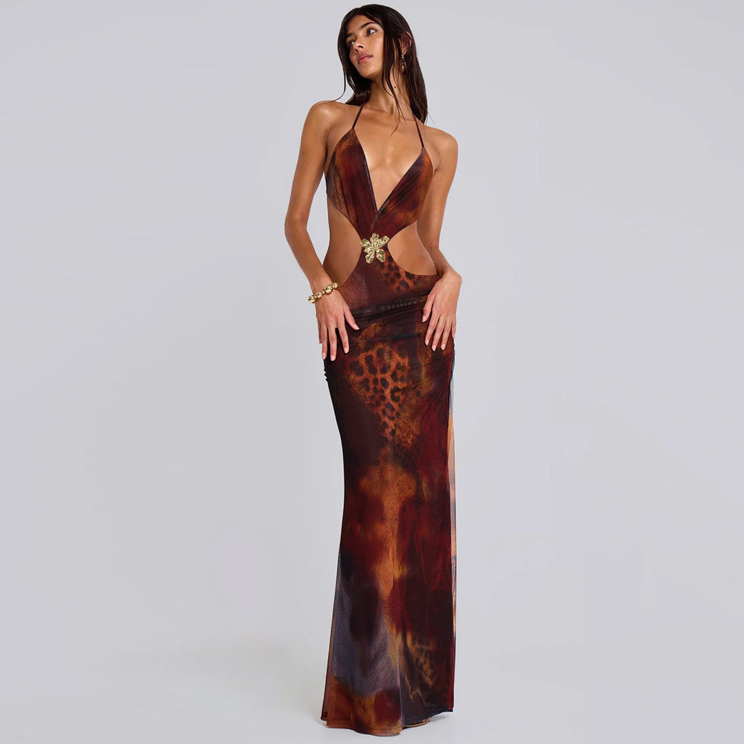 Tiana | Fitted Maxi Dress with Open Back Cutout