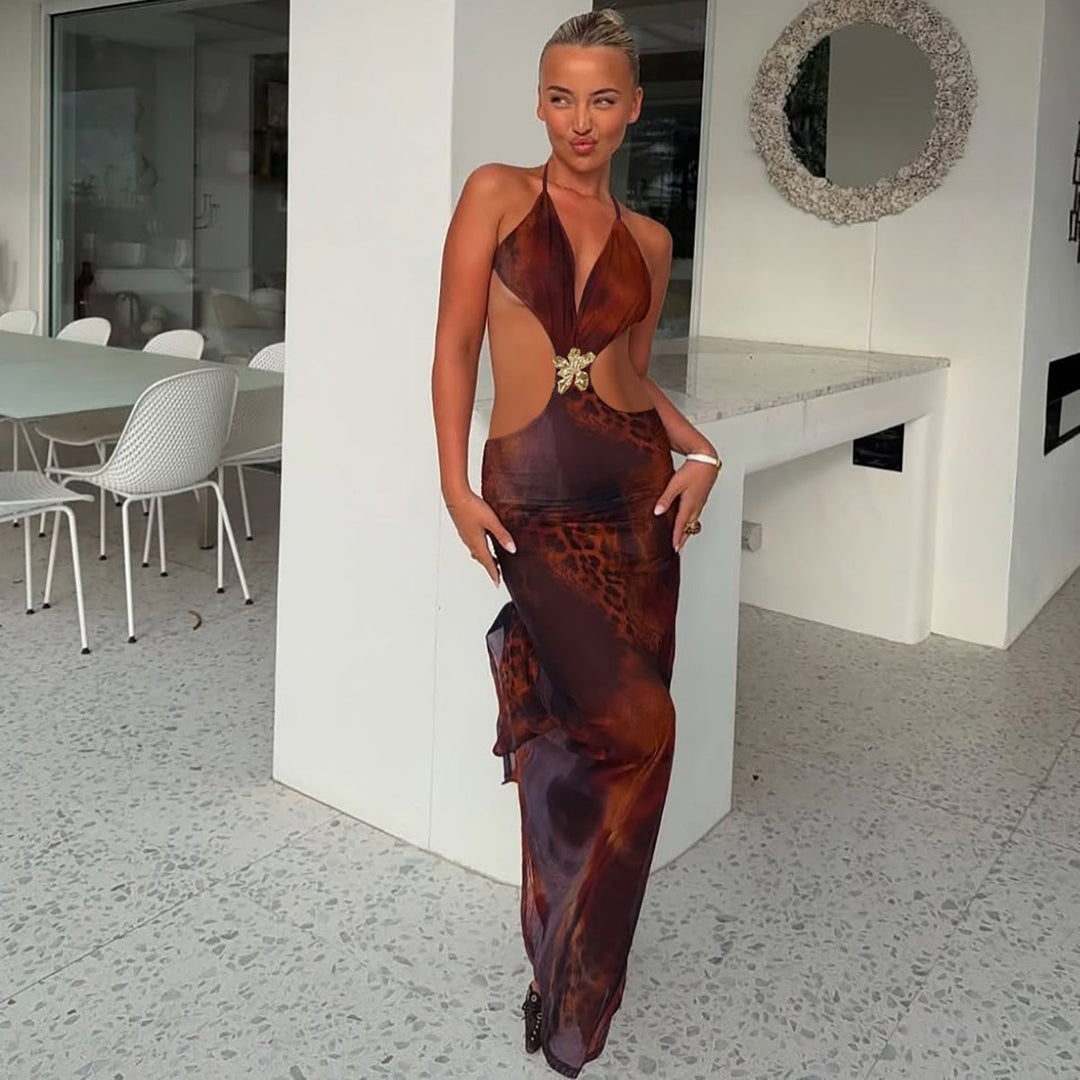 Tiana | Fitted Maxi Dress with Open Back Cutout