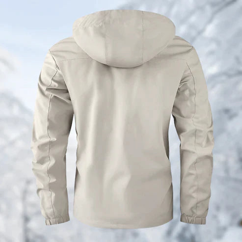 Men's Hooded Outdoor Jacket Carver in White – back view