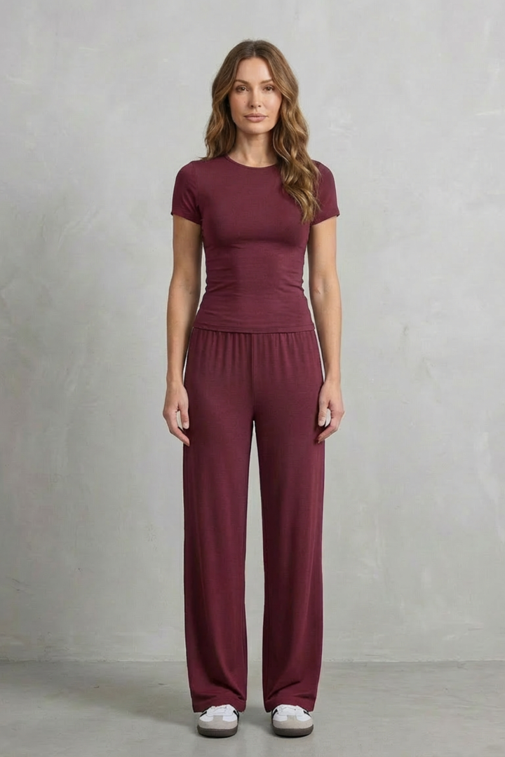 Women's Fitted Top and Wide-Leg Trouser Co-ord Set - Felisande