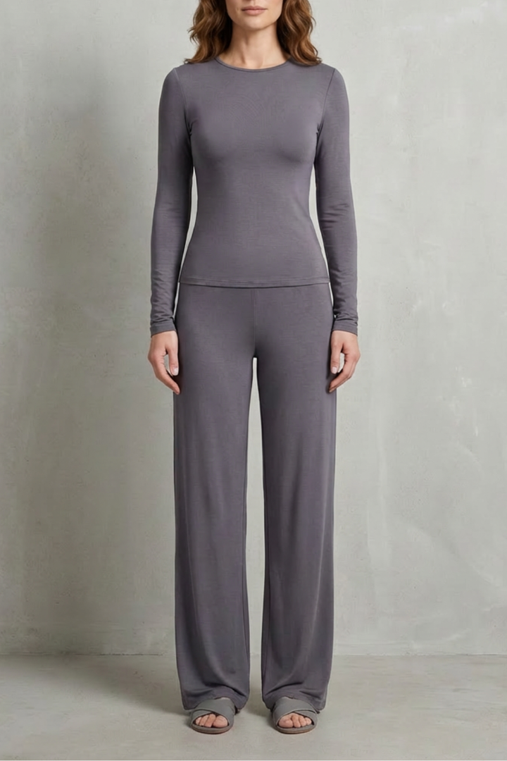 Women's Fitted Top and Wide-Leg Trouser Co-ord Set - Felisande