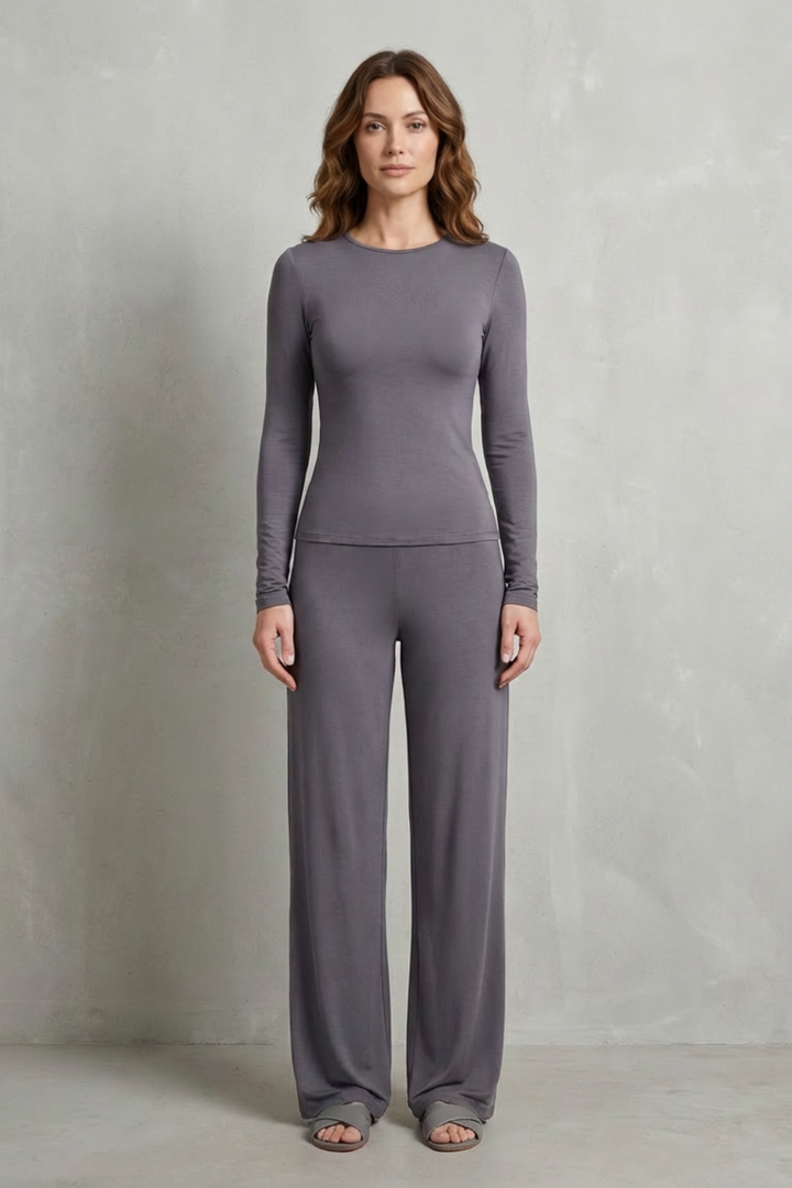 Women's Fitted Top and Wide-Leg Trouser Co-ord Set - Felisande