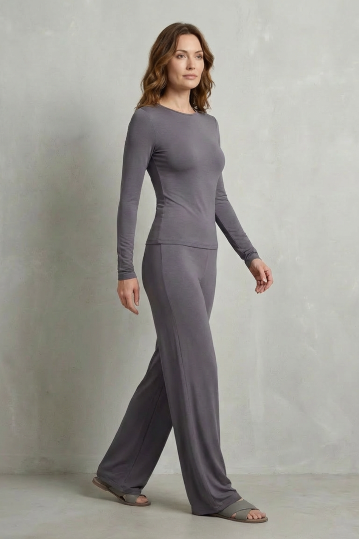 Women's Fitted Top and Wide-Leg Trouser Co-ord Set - Felisande