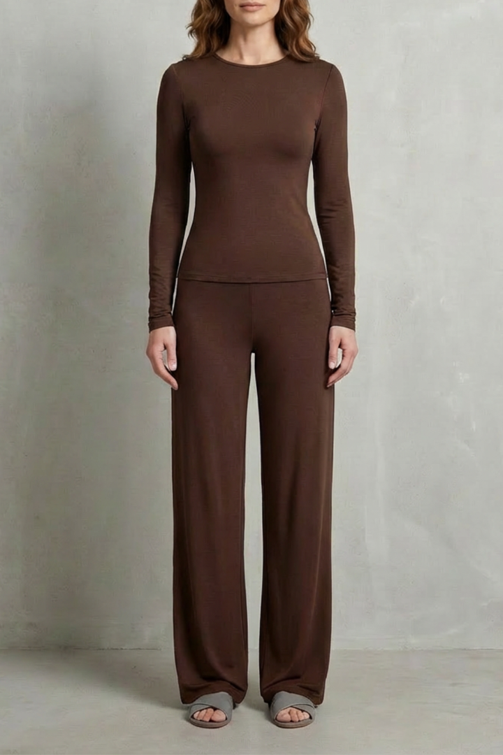 Women's Fitted Top and Wide-Leg Trouser Co-ord Set - Felisande