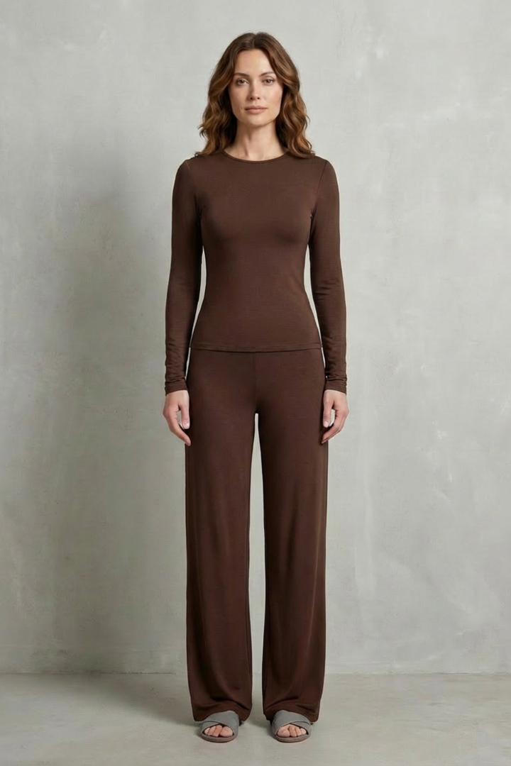 Women's Fitted Top and Wide-Leg Trouser Co-ord Set - Felisande
