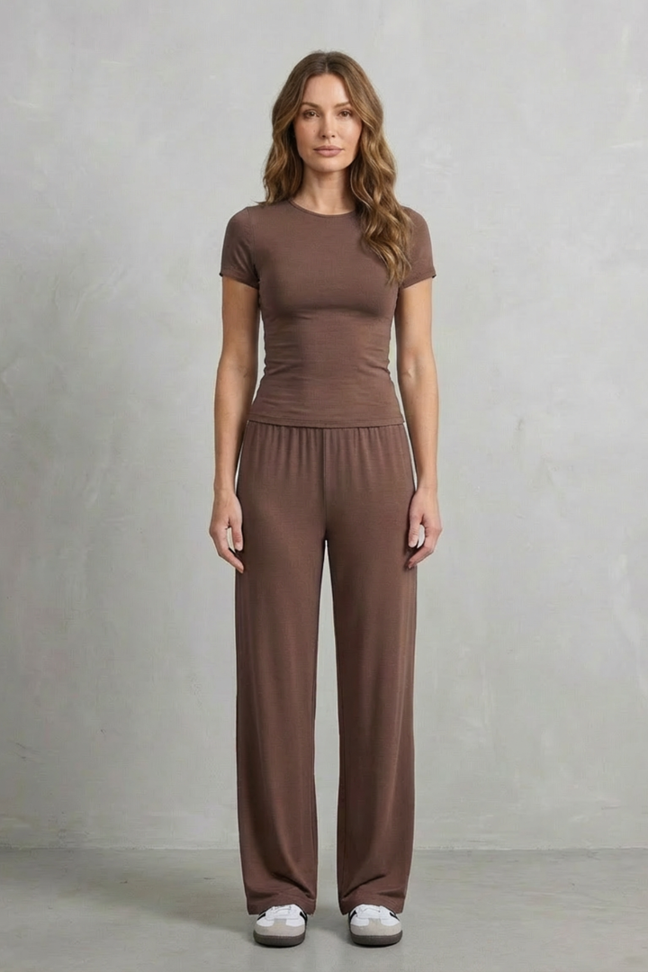 Women's Fitted Top and Wide-Leg Trouser Co-ord Set - Felisande