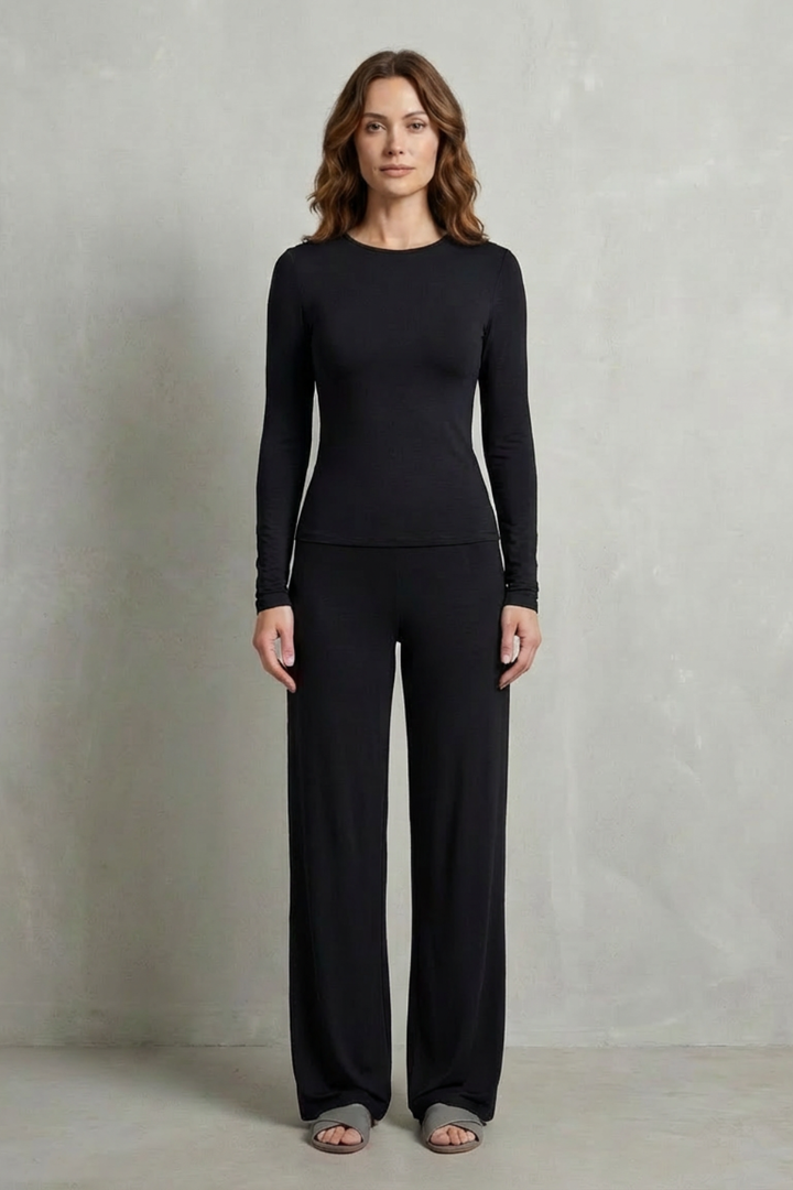 Women's Fitted Top and Wide-Leg Trouser Co-ord Set - Felisande