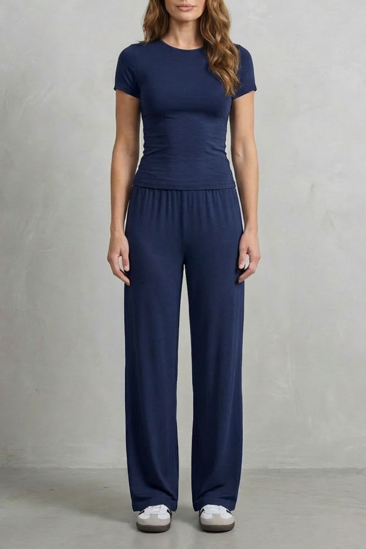 Women's Fitted Top and Wide-Leg Trouser Co-ord Set - Felisande