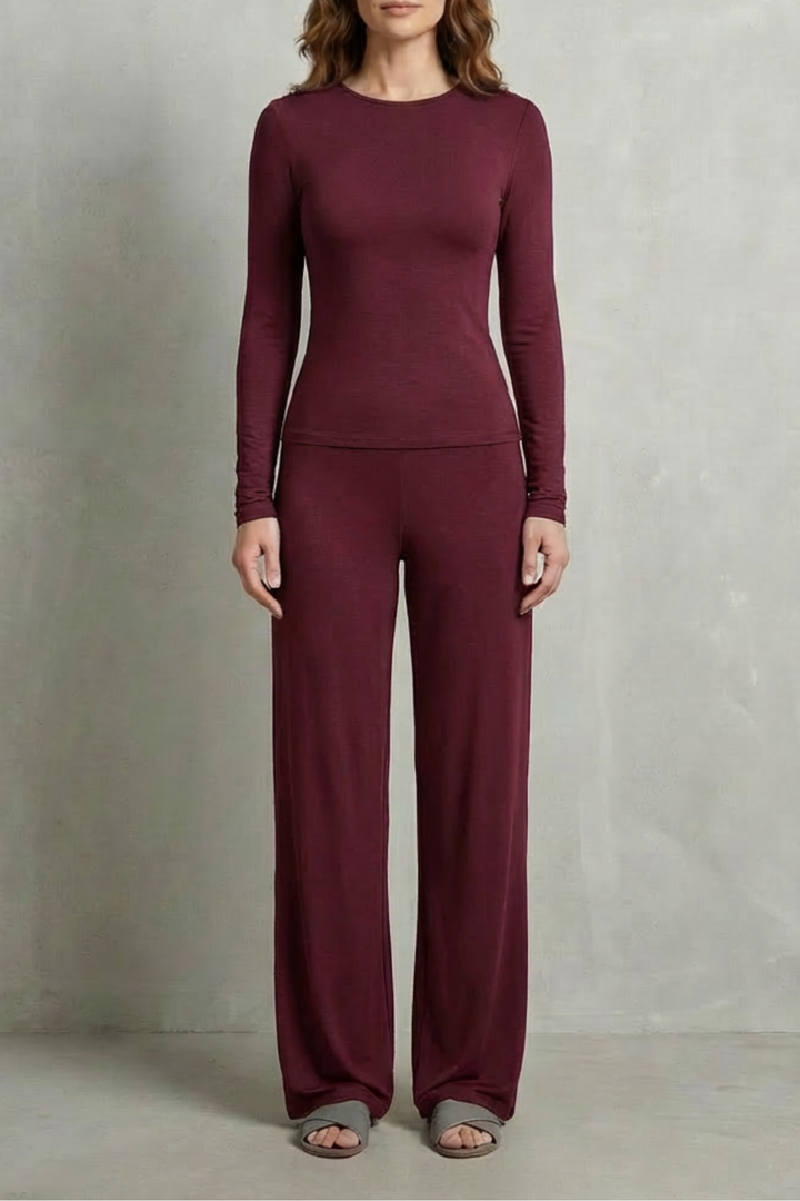 Women's Fitted Top and Wide-Leg Trouser Co-ord Set - Felisande