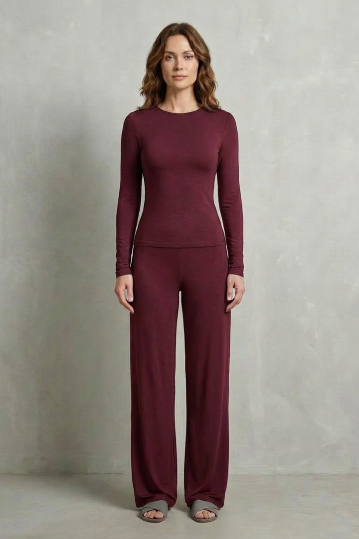Women's Fitted Top and Wide-Leg Trouser Co-ord Set - Felisande