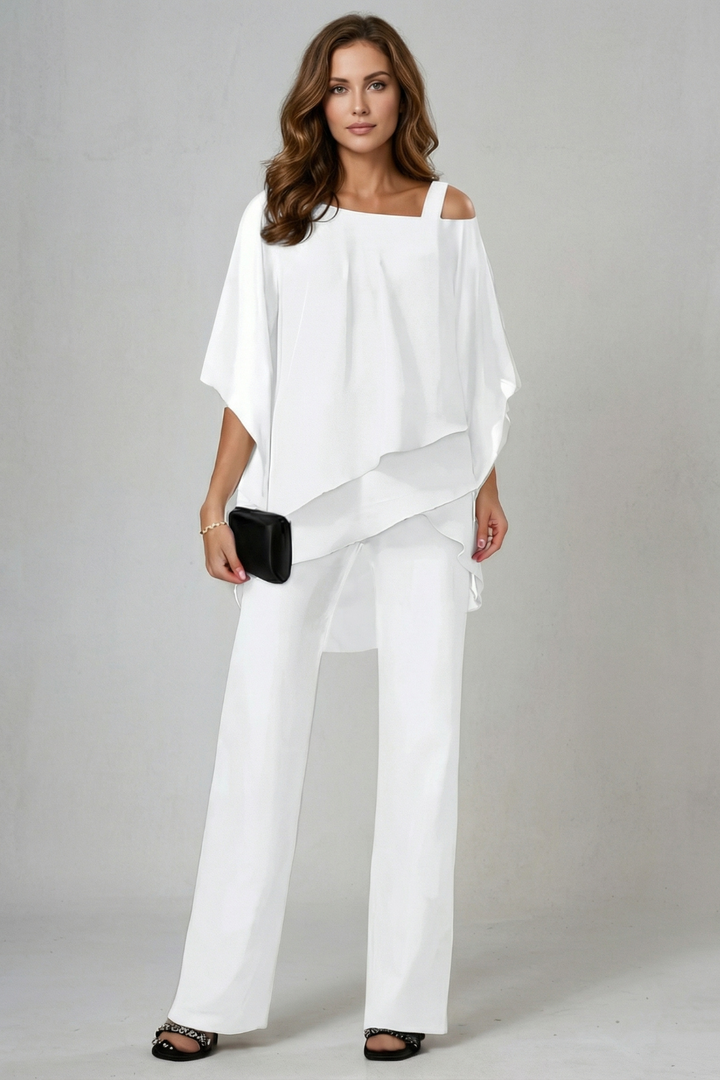 Women's Chiffon Top and Wide Leg Trouser Co-ord Set - Chardelle