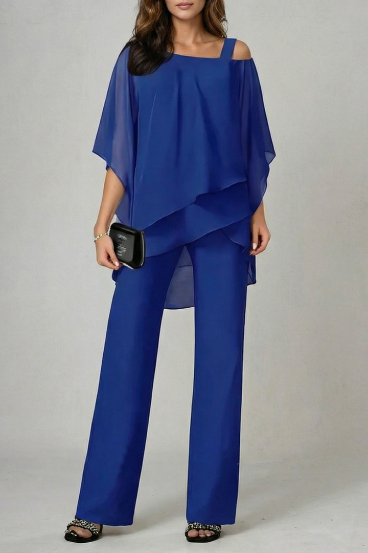 Women's Chiffon Top and Wide Leg Trouser Co-ord Set - Chardelle