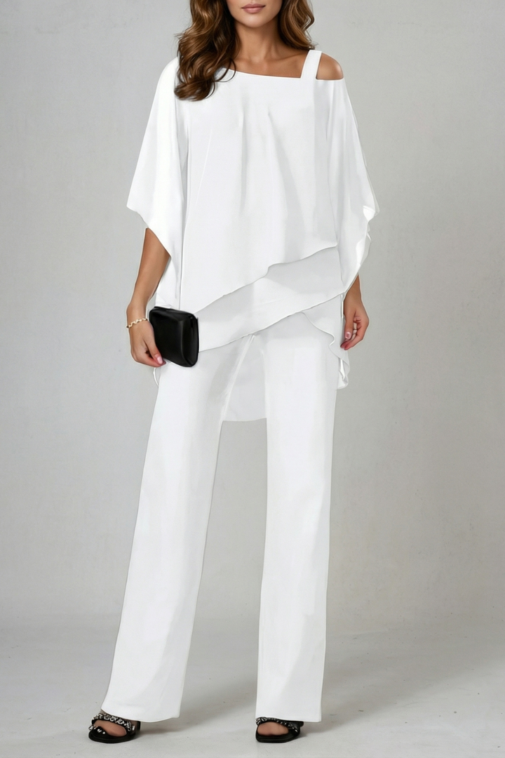 Women's Chiffon Top and Wide Leg Trouser Co-ord Set - Chardelle