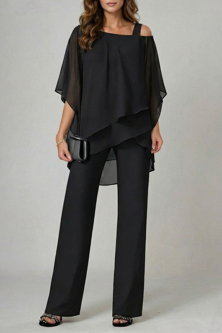 Women's Chiffon Top and Wide Leg Trouser Co-ord Set - Chardelle