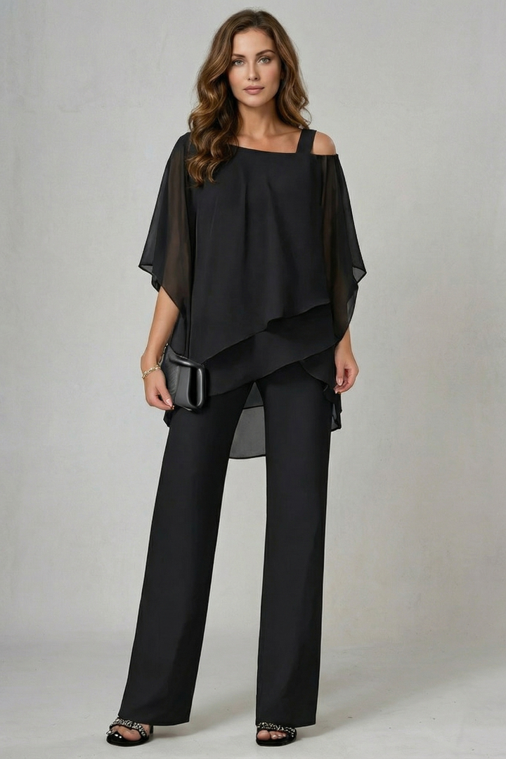 Women's Chiffon Top and Wide Leg Trouser Co-ord Set - Chardelle