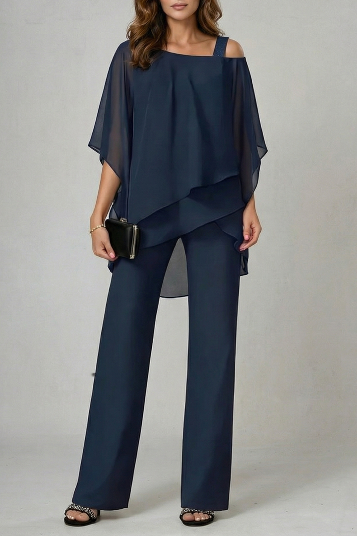 Women's Chiffon Top and Wide Leg Trouser Co-ord Set - Chardelle