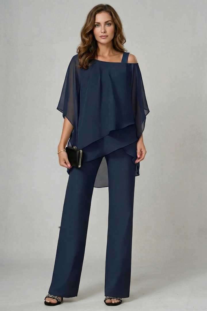 Women's Chiffon Top and Wide Leg Trouser Co-ord Set - Chardelle