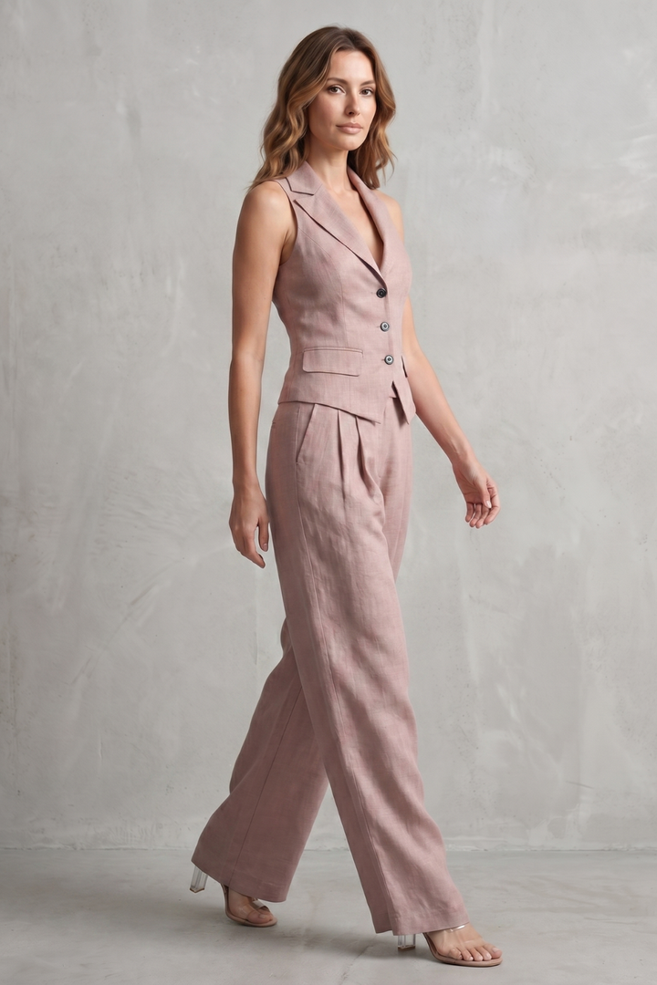 Women's Button Front Waistcoat and Trouser Co-ord Set - Bastienne