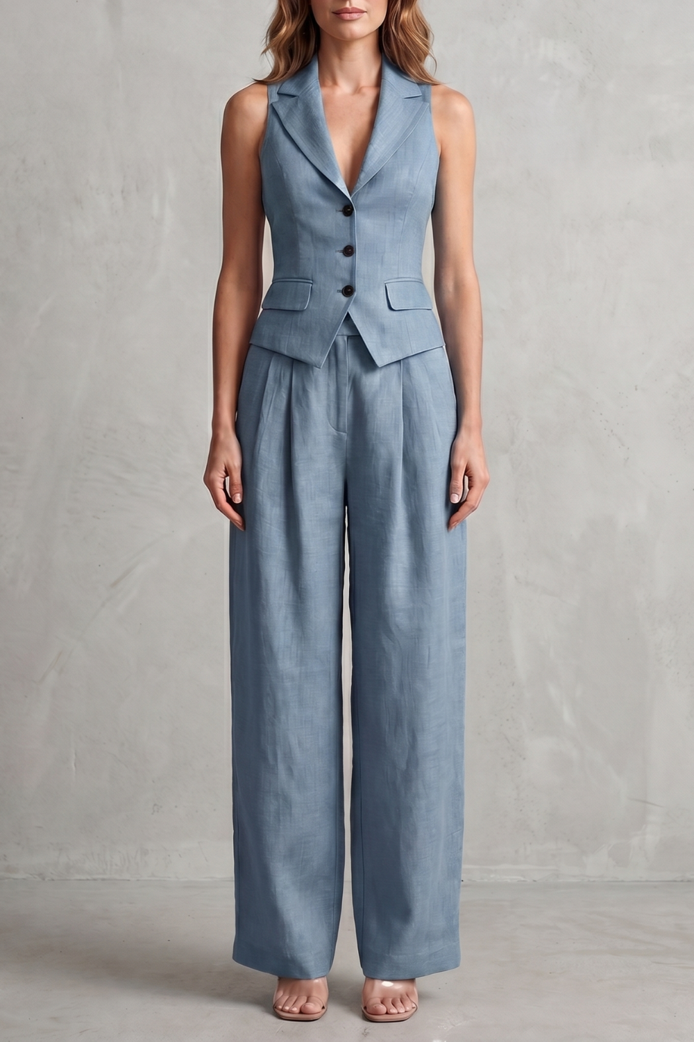 Women's Button Front Waistcoat and Trouser Co-ord Set - Bastienne