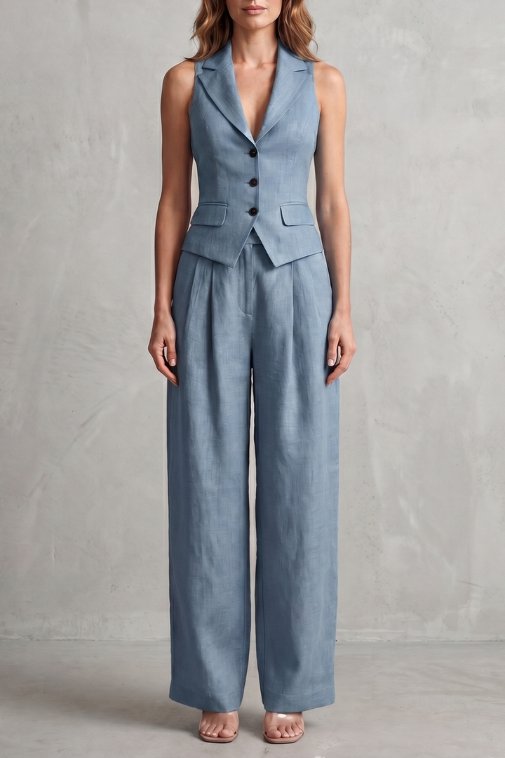 Women's Button Front Waistcoat and Trouser Co-ord Set - Bastienne