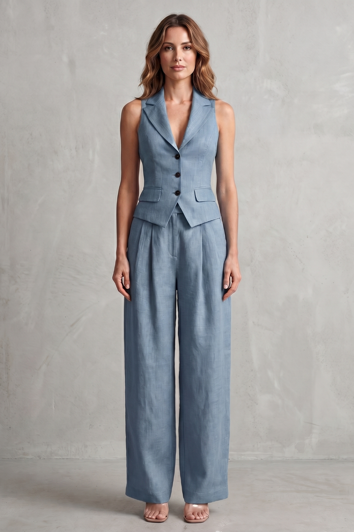 Women's Button Front Waistcoat and Trouser Co-ord Set - Bastienne