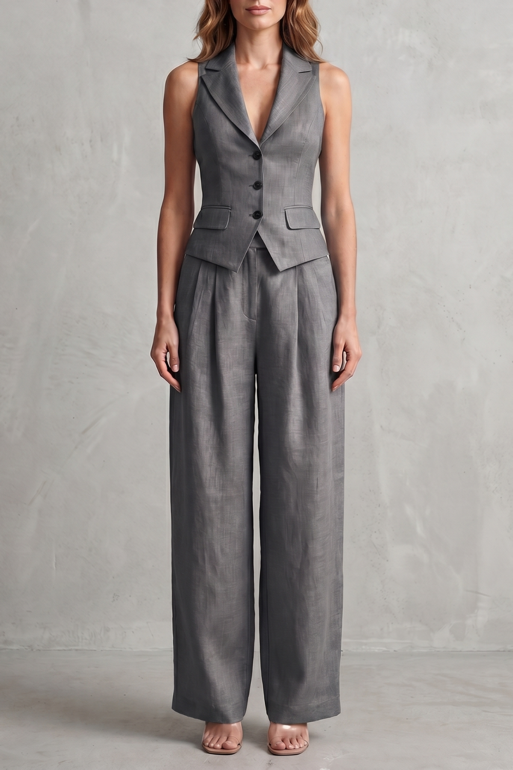 Women's Button Front Waistcoat and Trouser Co-ord Set - Bastienne
