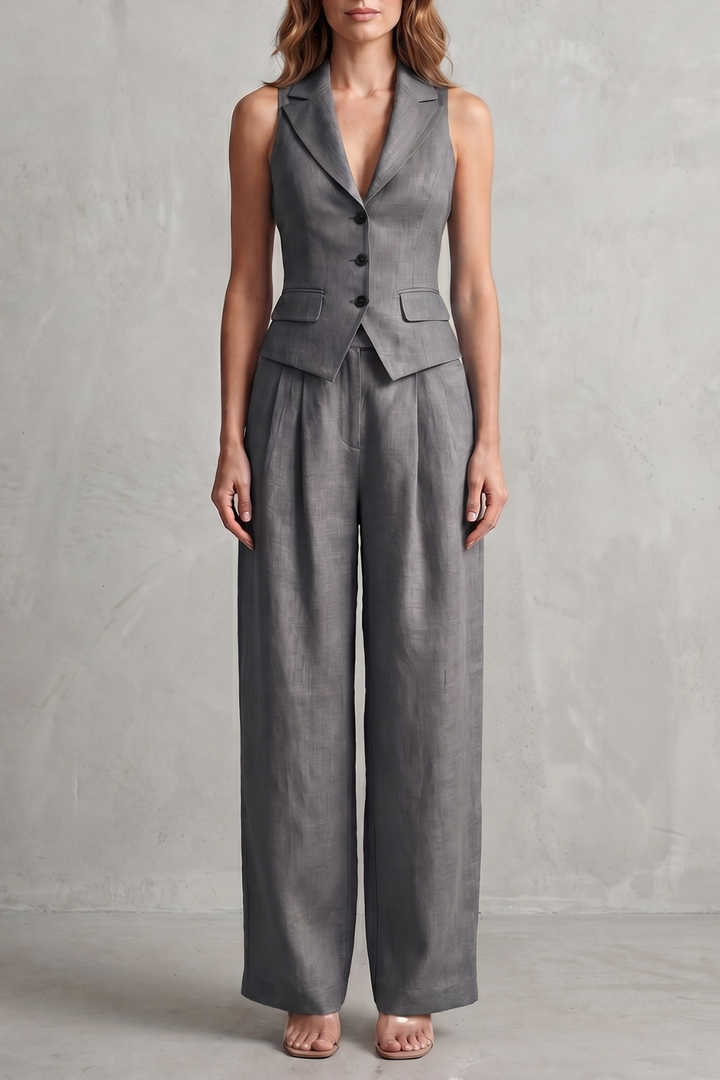 Women's Button Front Waistcoat and Trouser Co-ord Set - Bastienne