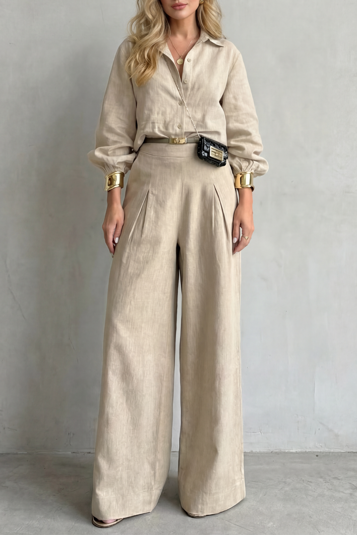 Women's Cropped Shirt and Wide-Leg Trouser Co-ord Set - Fionelle