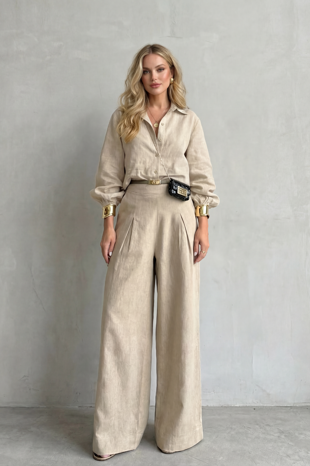 Women's Cropped Shirt and Wide-Leg Trouser Co-ord Set - Fionelle