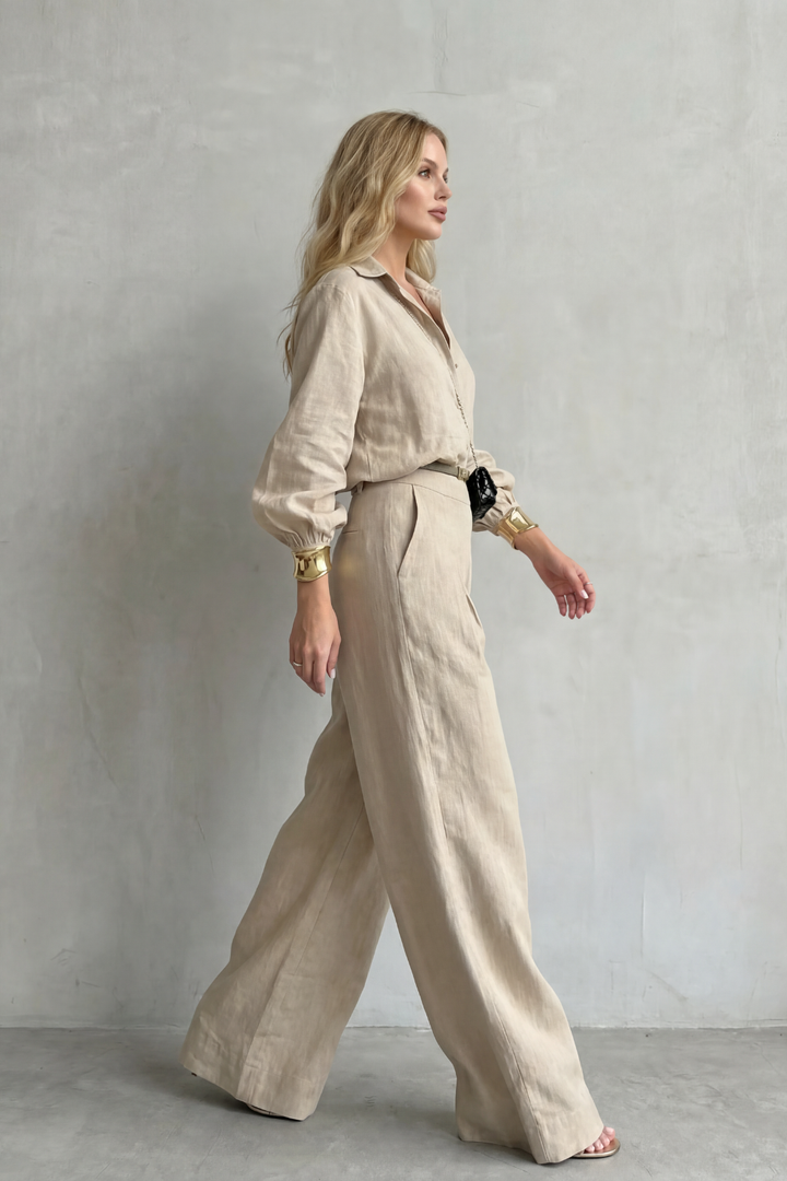 Women's Cropped Shirt and Wide-Leg Trouser Co-ord Set - Fionelle