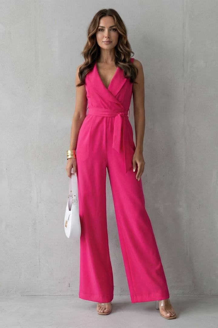 Women's Sleeveless Wide Leg Jumpsuit with Wrap Waist - Ilarienne